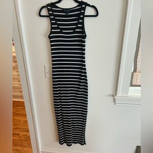 French Connection Monochrome Striped Midi Dress